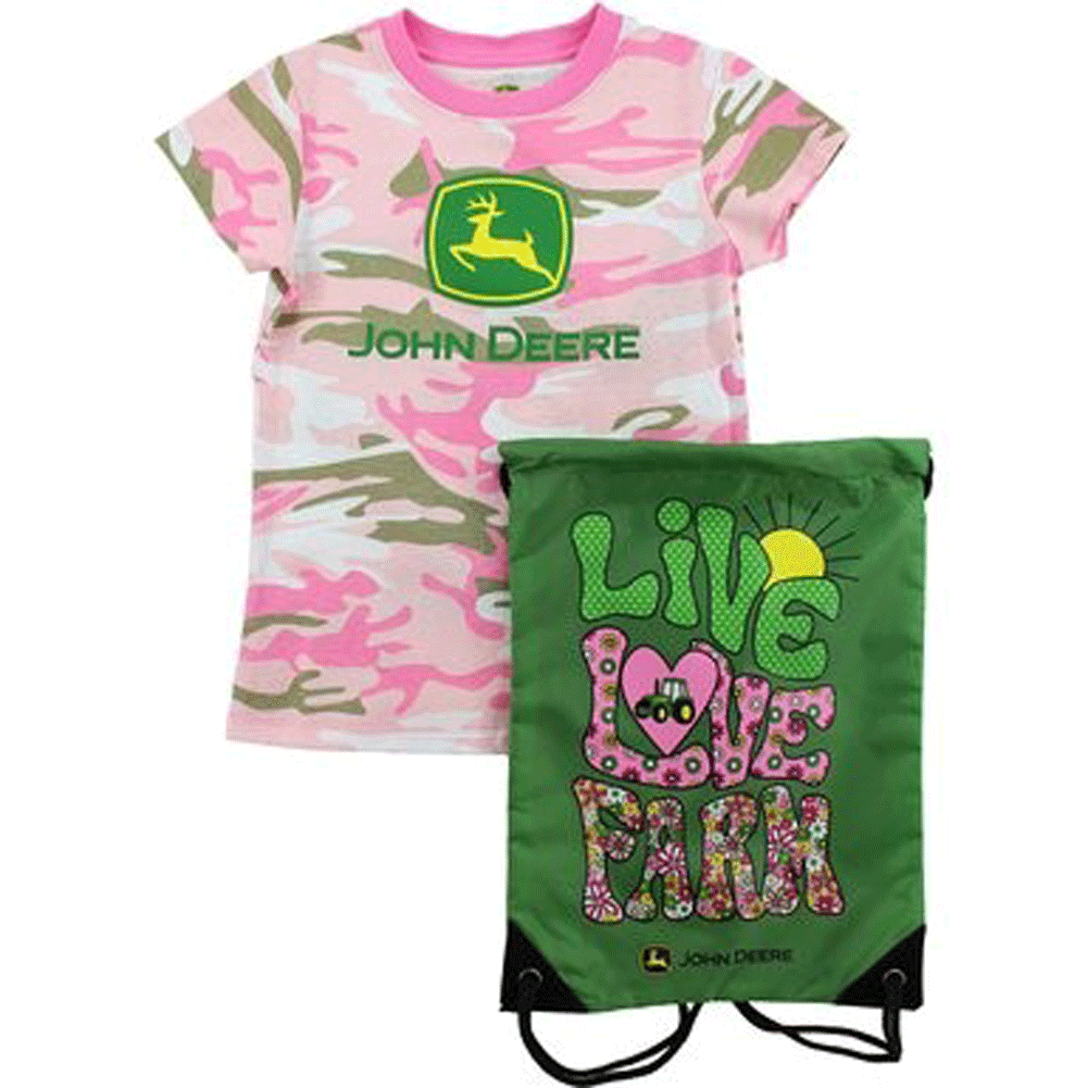 John Deere Peace Love & Farm T-Shirt And Bag Set